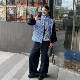 FGOB's new Korean -style white small incense wind spring stands blue plaid vest sleeveless wild top cotton jacket vest