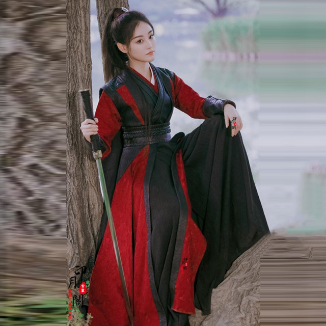 Movie and TV Zhu Xudan's same style women's Hanfu black and red