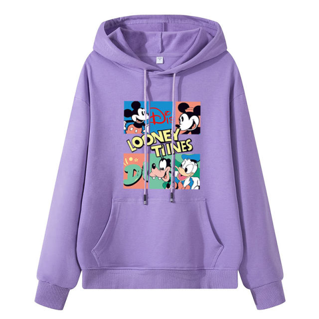 Semir cartoon spring and autumn versatile sweatshirt for women pure cotton hooded casual loose Mickey slim sports top pullover