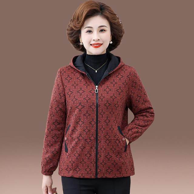 Mom's winter large size plus velvet cotton coat new warm hooded top for middle-aged and elderly women's winter thickened cotton coat