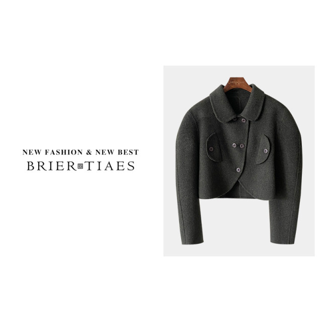 23PD23-605/Traditional design niche short double-sided wool jacket woolen small temperament coat