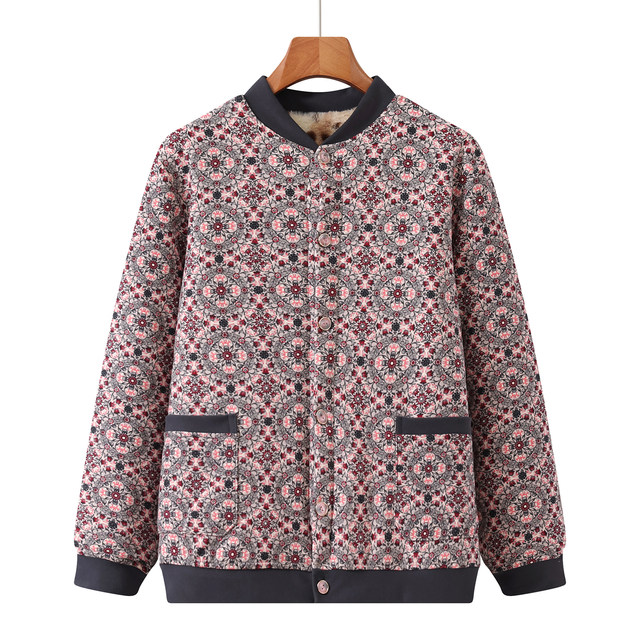 Grandma's sheep wool cotton coat, middle-aged and elderly cardigan, velvet thickened warm cotton jacket, winter coat, mother's new cotton coat