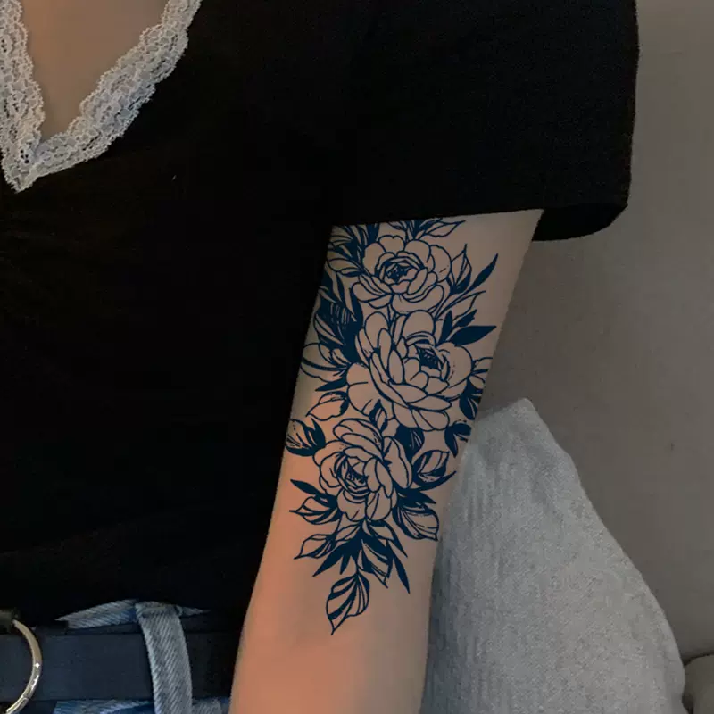 两周果汁纹身贴防水男女手臂花臂纹身小腿持续不反光仿真