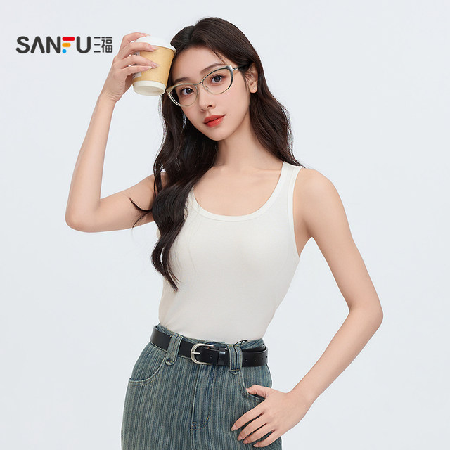 
Sanfu versatile vest for women 2025 new simple basic wide shoulder strap round neck top for women 495692