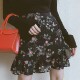 Retro floral skirt female summer A -line skirt large fat MM new chiffon high waist skirt covered ruffled skirt