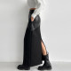 South Korea Chic Winter retro handsome high waist, thin waist, thin waist stitching PU leather straight hip skirt long skirt female