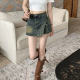 Retro washable and antique denim skirt women's summer hot girl high waist slim A-line skirt short skirt
