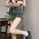 Retro washable and antique denim skirt women's summer hot girl high waist slim A-line skirt short skirt
