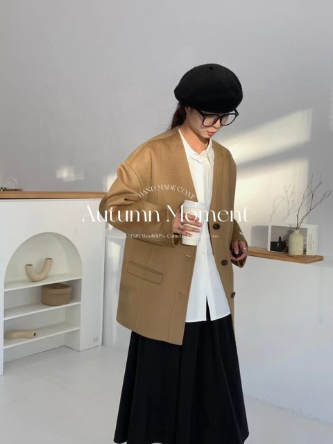 Special offer Korean new short wool coat 529 collarless casual commuter women's wool coat
