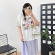 Large size fat mm cartoon front shoulder pure cotton cartoon printed short-sleeved T-shirt for women in spring and summer 2025 new loose top

