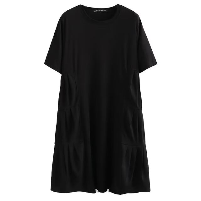 Wanwan large-size large-sleeved short-sleeved dress in summer, with a waist-hugging fat mm loose slim T-shirt A-line skirt