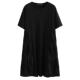 Wanwan large-size large-sleeved short-sleeved dress in summer, with a waist-hugging fat mm loose slim T-shirt A-line skirt