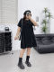 Wanwan large-size large-sleeved short-sleeved dress in summer, with a waist-hugging fat mm loose slim T-shirt A-line skirt
