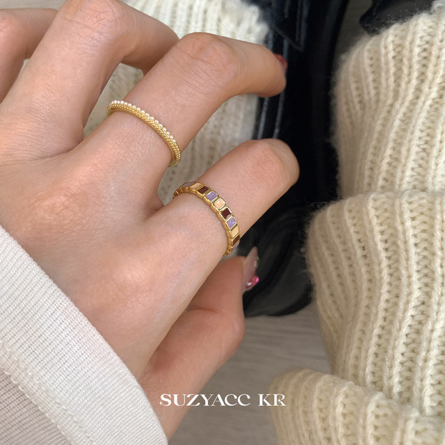 suzyacc kr caramel taro color drip glaze ring women's light luxury high-end index finger ring niche design ring