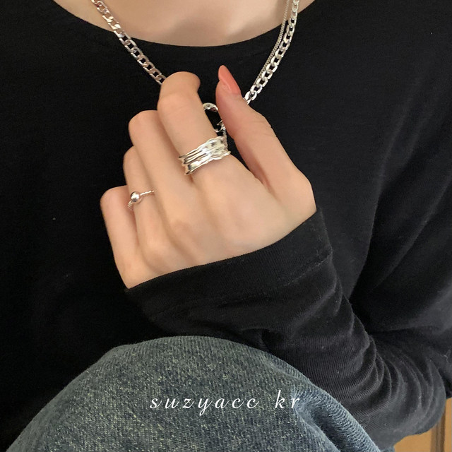 suzyacc kr niche design smiley face lace sterling silver ring 2024 new trend simple personalized index finger ring