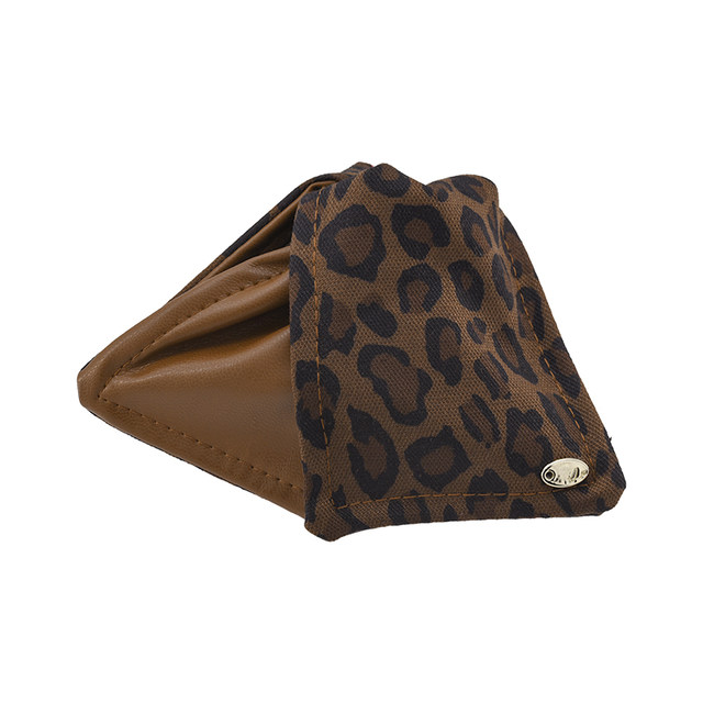 
suzyacc kr light luxury retro niche pu leopard print stitching triangle gripper personalized design back head hairpin
