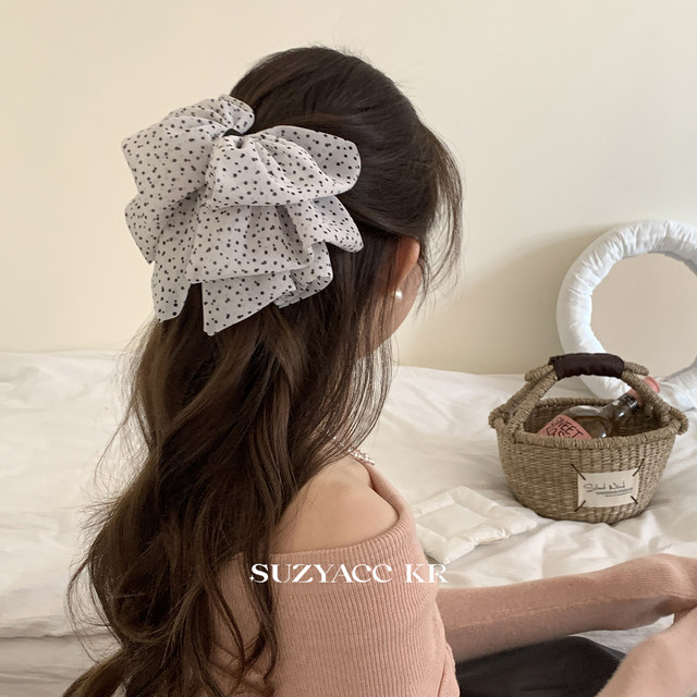 
suzyacc kr atmospheric polka dot chiffon bow hair clip for women 2025 new style back head hair clip