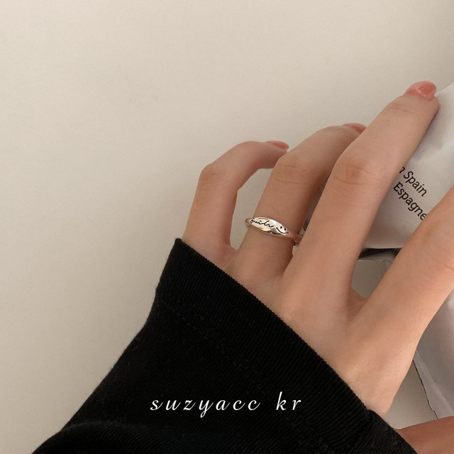 suzyacc kr niche design smiley face lace sterling silver ring 2024 new trend simple personalized index finger ring