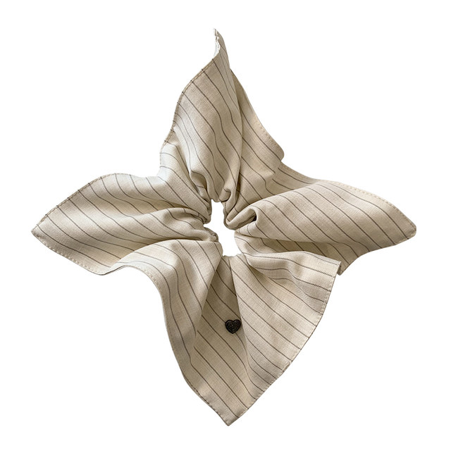 
suzyacc kr niche simple high-end Earlobe Jinchen same style striped square scarf low ponytail hair tie