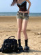 American style Y2K retro hot girl low -waist denim shorts female summer new slimming thin A -line hip hot pants tide