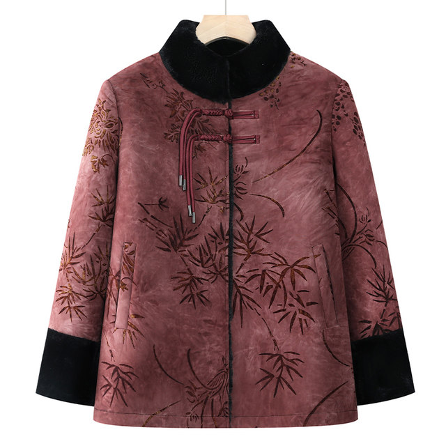 2024 New Winter Clothes Old Lady Tang Suit Plus Velvet Warm Cotton Clothes Middle-aged and Elderly Women’s Clothes Mother’s Clothes Grandma’s Cotton Clothes