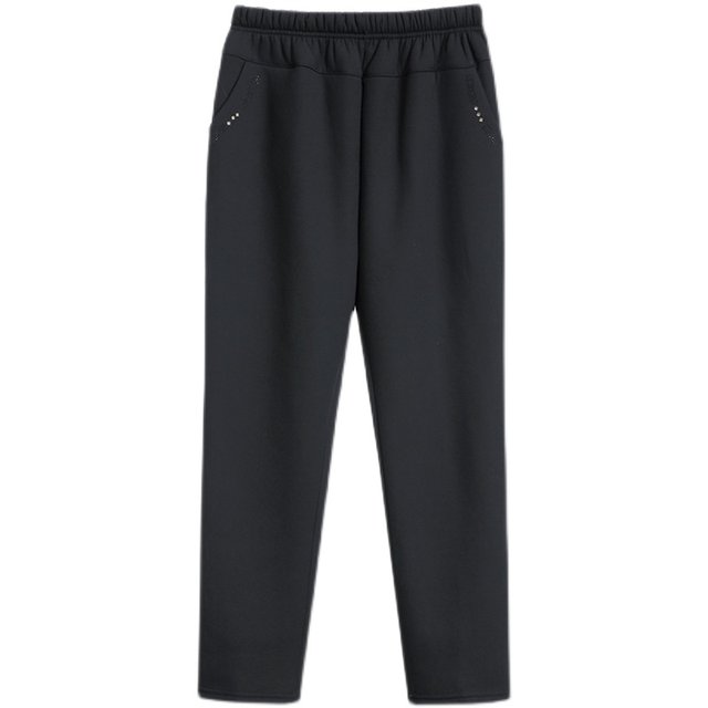 Mom plus velvet thick pants in winter, middle -aged and elderly women's pants loose straight pants wearing loose grandma 60 -year -old cotton pants
