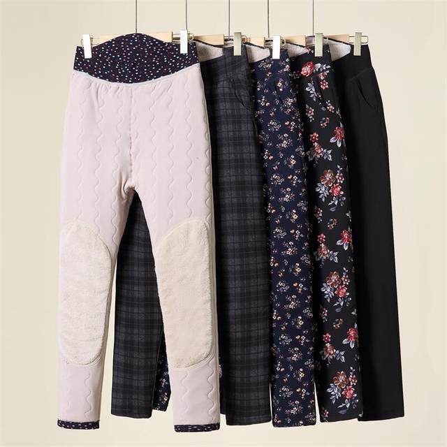 Mom thick cotton pants for women in autumn wear three-layer thickened cotton pants for the elderly for high waist knee pads for the elderly for autumn and winter warm pants