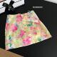 French holiday style satin color printed skirt for women in summer hot girl low waist slim A-line hip short skirt

