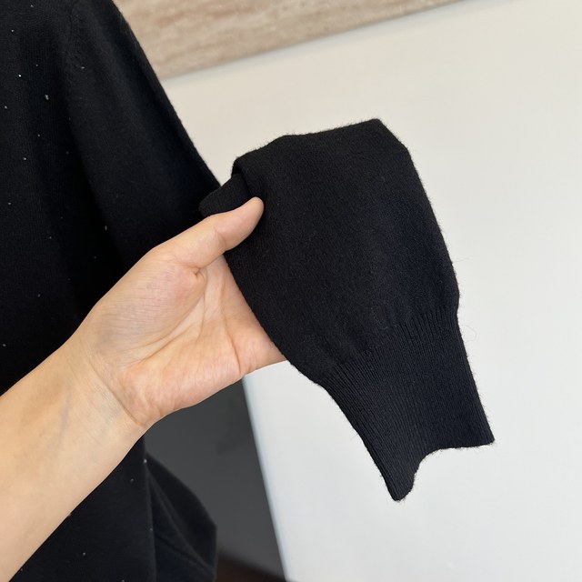 Mom's new style knitted inner top solid color rhinestone base half turtleneck versatile sweater for middle-aged and elderly women