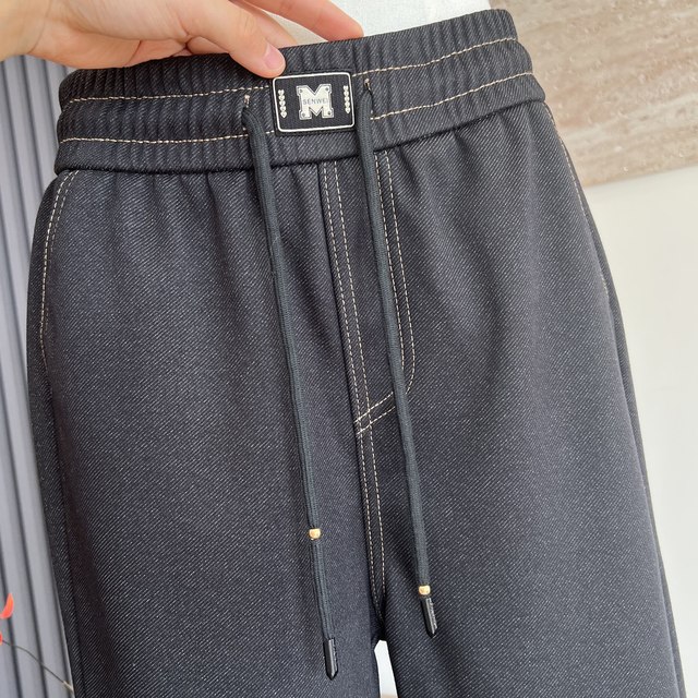 Fashionable jeans mom wear autumn and winter new velvet pants for middle-aged and elderly women straight warm slimming draping trousers