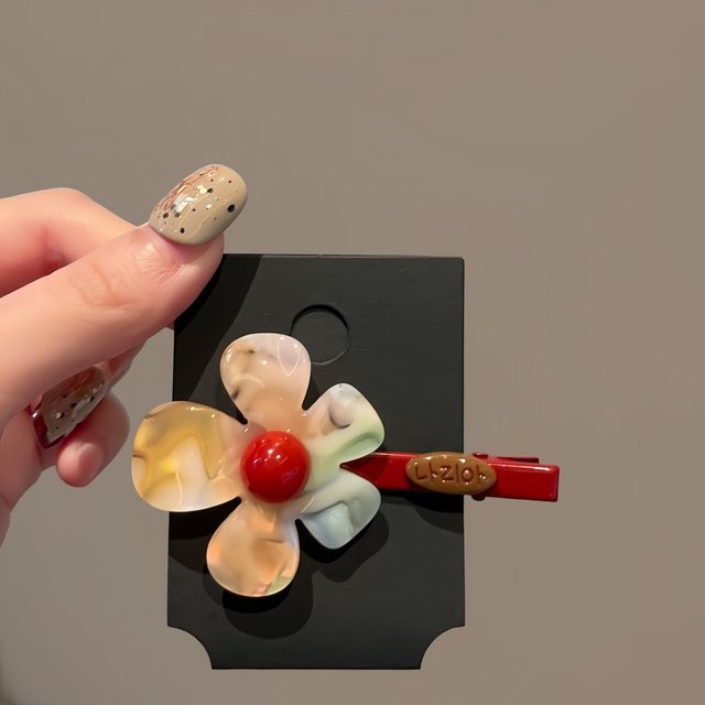 Symphony Acetate Flower Hairpin Women's Side Clip Side Hairpin 2025 New Bangs Clip Duckbill Clip Forehead Hair Accessories Autumn