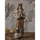 Lost back garden retro wandering pu leather splicing rivet autumn and winter irregular ruffled long skirt for women
