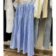2025 new retro plaid skirt for women summer loose versatile drawstring A-line long skirt for slimming versatile skirt
