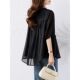 Black short-sleeved shirt for women in 2025 summer new fashion large size loose belly-covering chiffon shirt top
