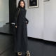 Autumn and winter plus size women's clothing for fat mm slimming belly-covering French solid color high-neck bottoming dress with A-line skirt inside