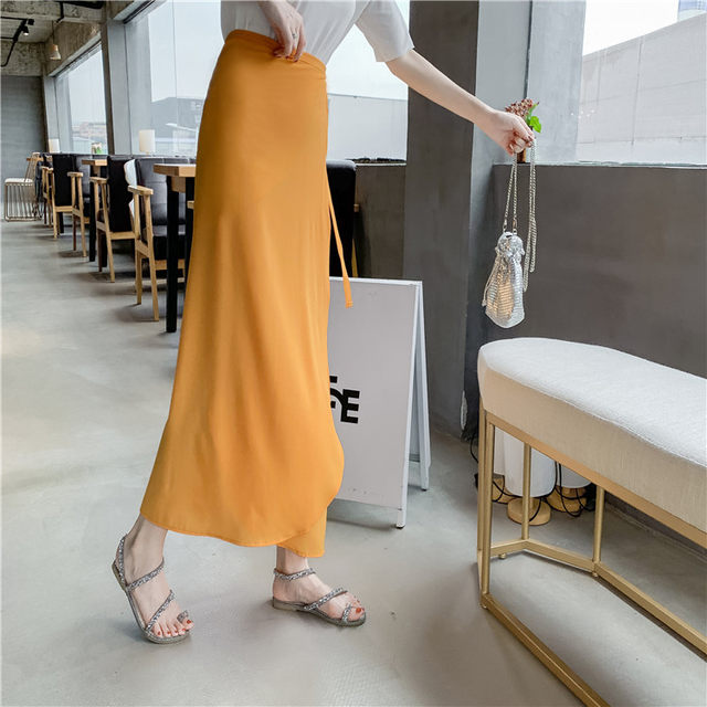 One-piece skirt for women in autumn and winter new retro high-waist solid color wrap skirt tied large hem skirt to make them look slim summer long skirt