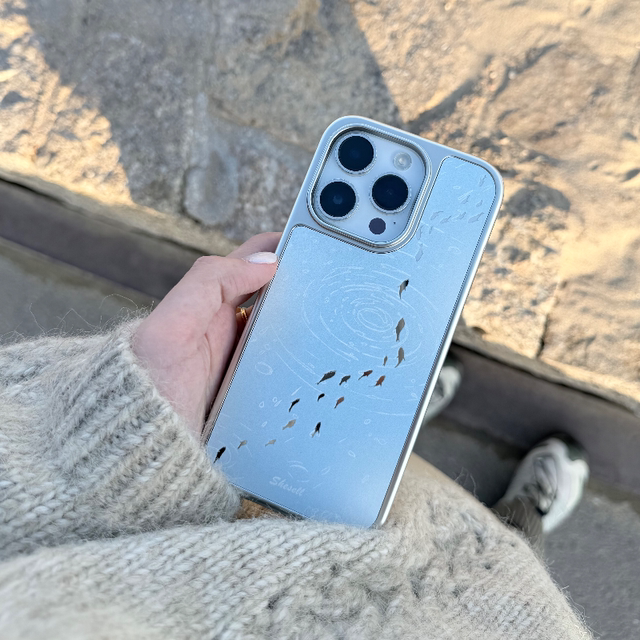 Shesell koi iphone17 mobile phone case mirror electroplating silver edge couple besties anti-fall and anti-collision feel so simple and cute