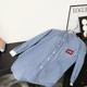
le rouge Zhou Meimei Retro Academy Blue and White Plaid Lace Spliced ​​Label Drawstring Stand Collar Sunscreen Shirt
