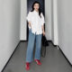Large size temperament design lace spliced ​​white shirt for women in winter fat mm loose and slim inner layer top