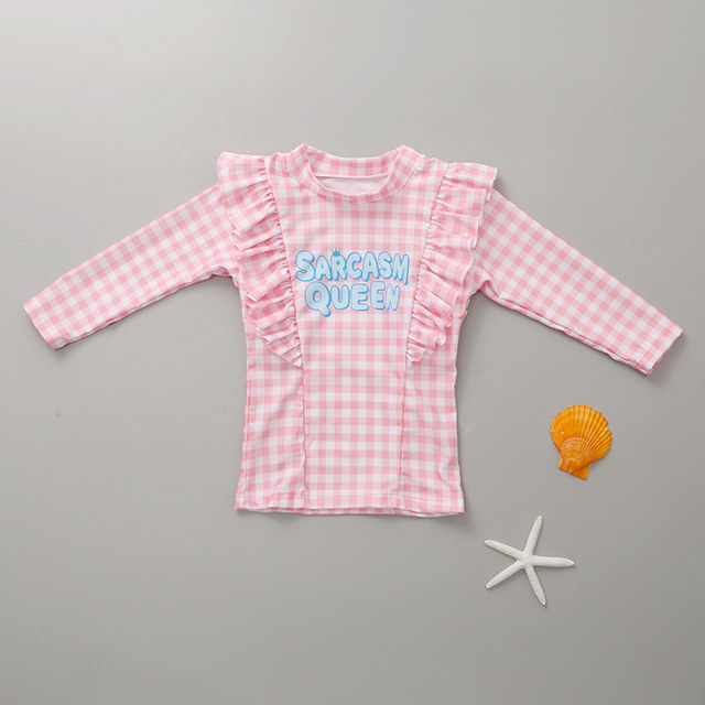 Children's swimsuit girl Xia long -sleeved conjoined girl 2022 new Chinese princess princess skirt casual surfing swimsuit
