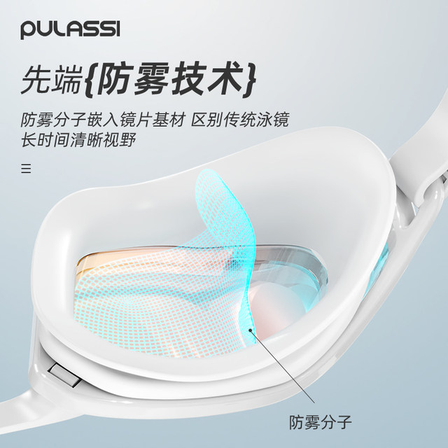 pulassi swimming goggles with degree high definition waterproof and anti-fog female racing swimming goggles myopia swimming glasses aurora white