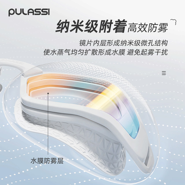 pulassi swimming goggles with degree high definition waterproof and anti-fog female racing swimming goggles myopia swimming glasses aurora white