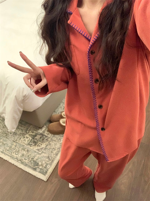 New Year's Red Atmosphere German Velvet Pajamas Women's Autumn and ...