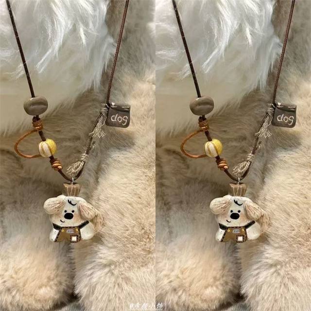 High version~puppy barista long chain braided rope cute and versatile necklace clavicle chain sweatshirt sweater accessories pendant