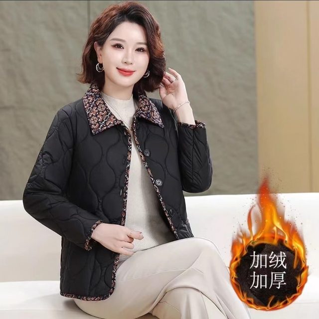 velvet cotton coat with autumn and winter short new fashionable and fashionable mother's clothing casual and versatile age-reducing warm cotton coat