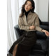 Zhimei Rihe chocolate -colored suede styling double -opening zipper design is thin and thin wild pencil skirt