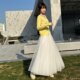 
Fashionable mesh half-body fairy skirt 2025 summer new A-line high-waisted slim long white big swing skirt