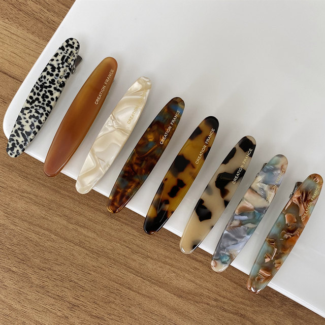 Korea FRANCE small side clip one-word clip French simple duckbill clip top clip ink leopard print resin hair clip