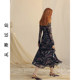 Since then, French cheongsam skirt printed dress long skirt one-shoulder skirt long sleeve dress women autumn and winter