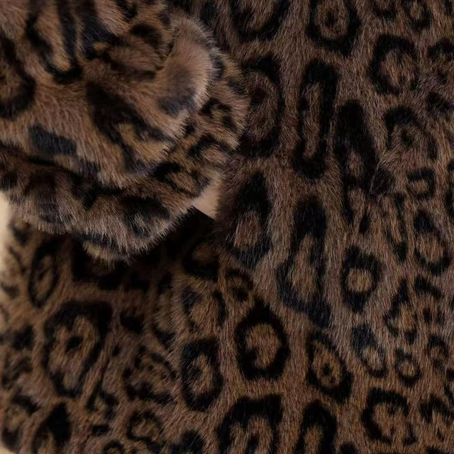 New winter leopard print fashion versatile fur coat stand collar temperament thickened warm and age-reducing fashionable cotton coat